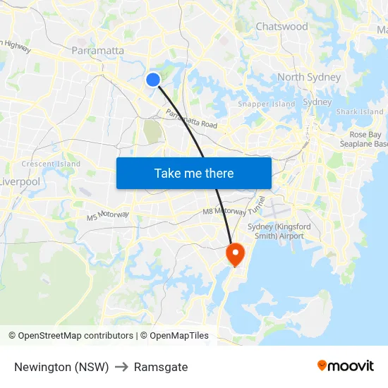 Newington (NSW) to Ramsgate map
