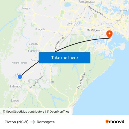 Picton (NSW) to Ramsgate map