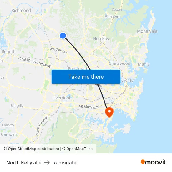 North Kellyville to Ramsgate map