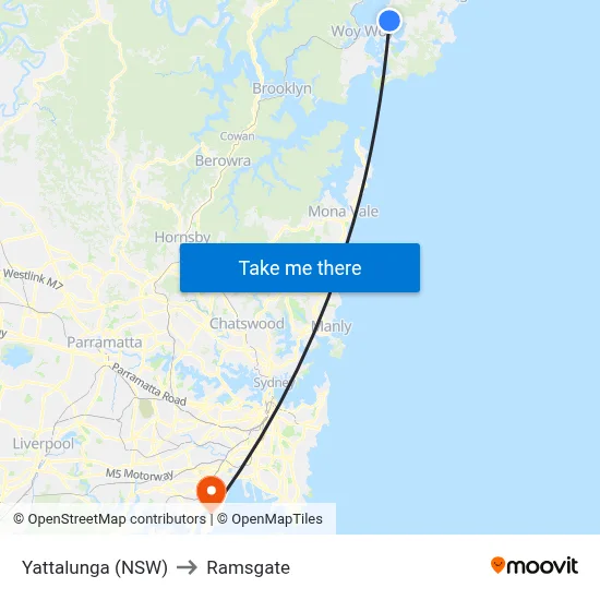 Yattalunga (NSW) to Ramsgate map