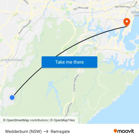 Wedderburn (NSW) to Ramsgate map