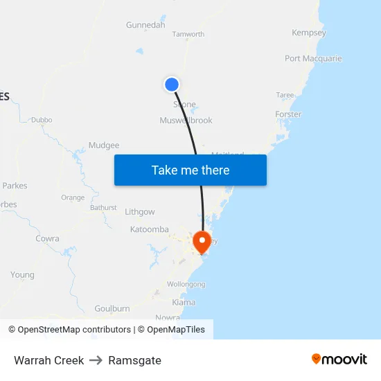 Warrah Creek to Ramsgate map