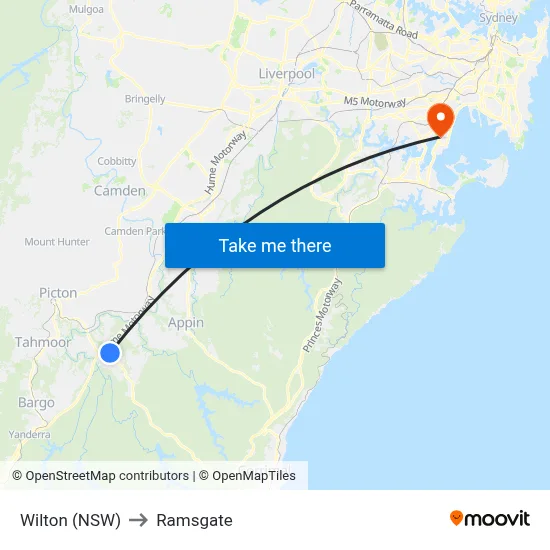 Wilton (NSW) to Ramsgate map