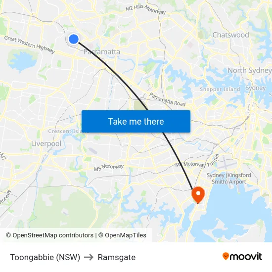 Toongabbie (NSW) to Ramsgate map