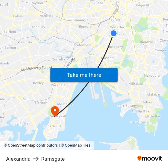 Alexandria to Ramsgate map