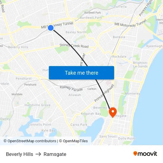 Beverly Hills to Ramsgate map