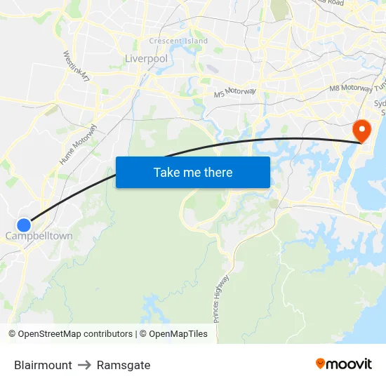 Blairmount to Ramsgate map