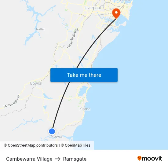 Cambewarra Village to Ramsgate map