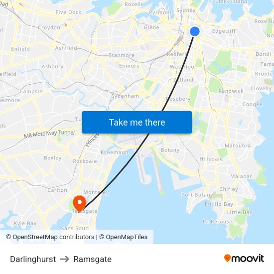 Darlinghurst to Ramsgate map