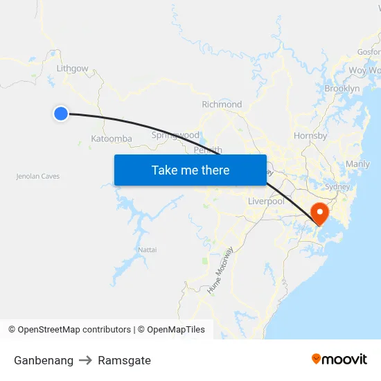 Ganbenang to Ramsgate map
