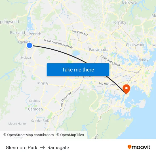 Glenmore Park to Ramsgate map