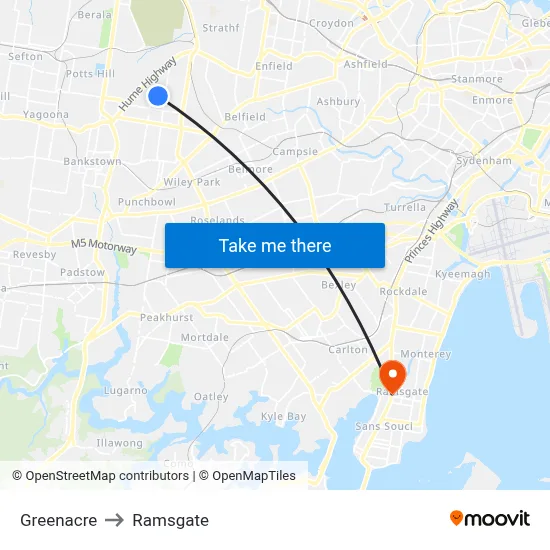 Greenacre to Ramsgate map