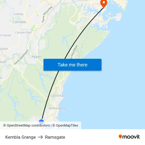 Kembla Grange to Ramsgate map