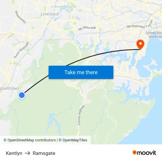 Kentlyn to Ramsgate map
