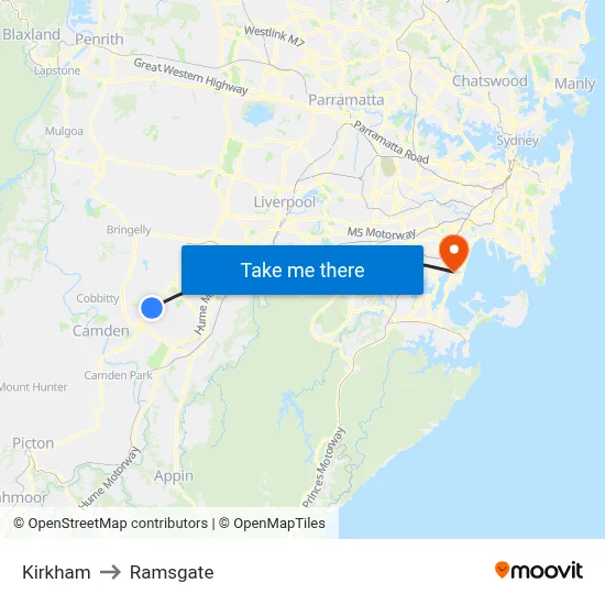 Kirkham to Ramsgate map