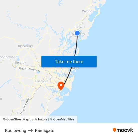 Koolewong to Ramsgate map