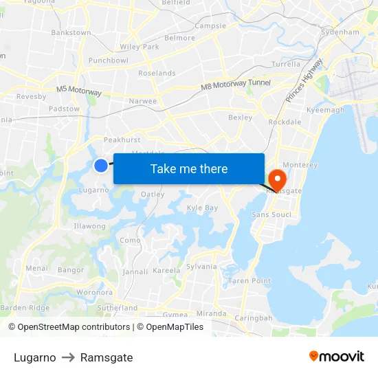 Lugarno to Ramsgate map