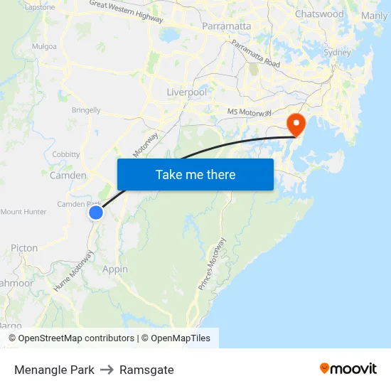Menangle Park to Ramsgate map