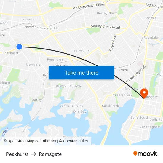 Peakhurst to Ramsgate map