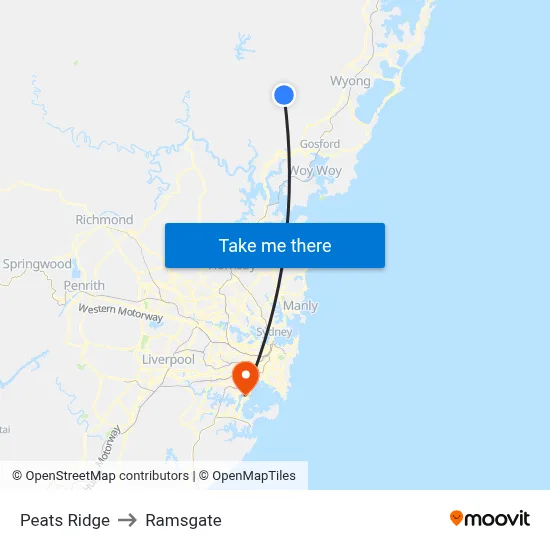 Peats Ridge to Ramsgate map