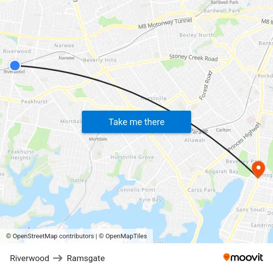 Riverwood to Ramsgate map