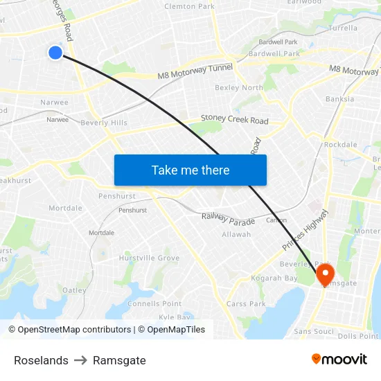 Roselands to Ramsgate map