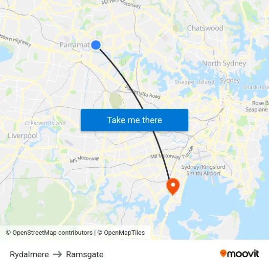 Rydalmere to Ramsgate map