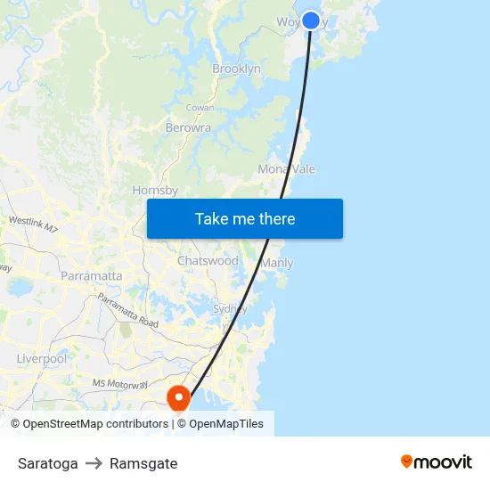 Saratoga to Ramsgate map