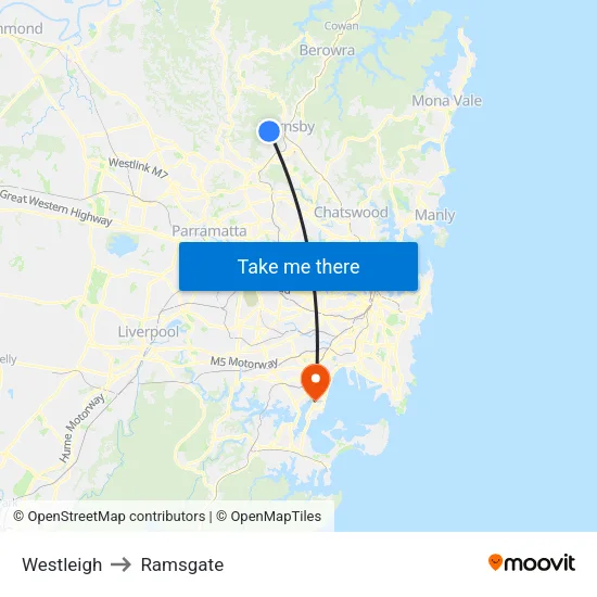 Westleigh to Ramsgate map