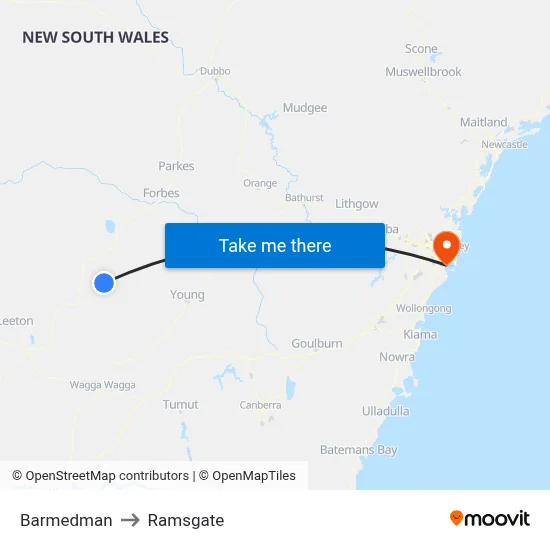 Barmedman to Ramsgate map