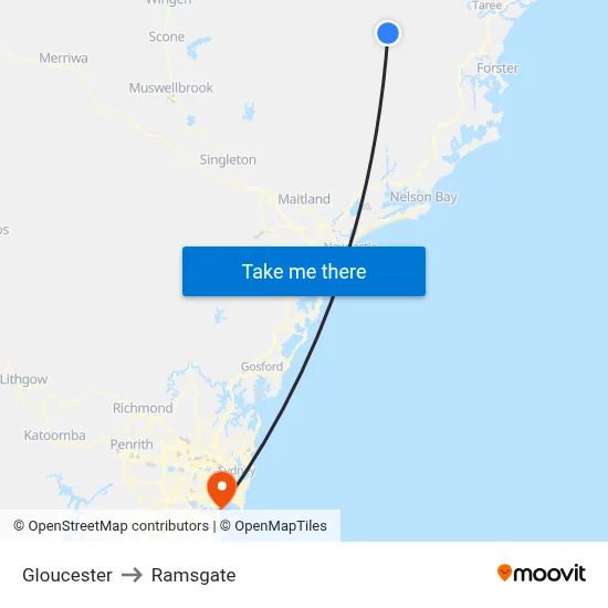 Gloucester to Ramsgate map