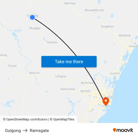 Gulgong to Ramsgate map