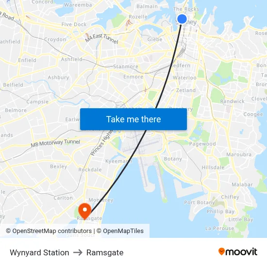 Wynyard Station to Ramsgate map