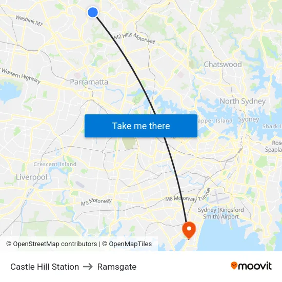 Castle Hill Station to Ramsgate map