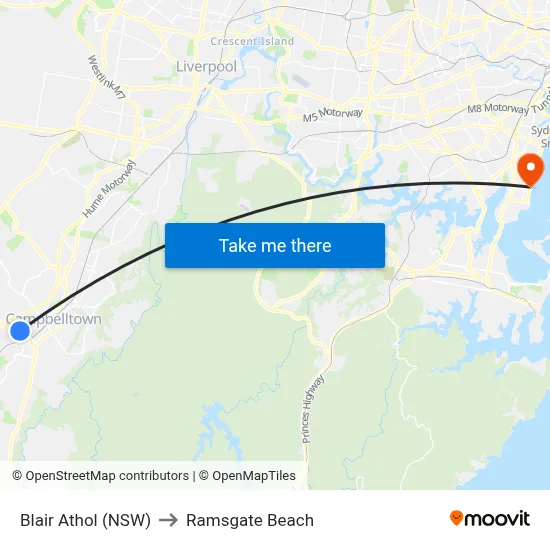 Blair Athol (NSW) to Ramsgate Beach map
