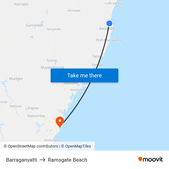 Barraganyatti to Ramsgate Beach map