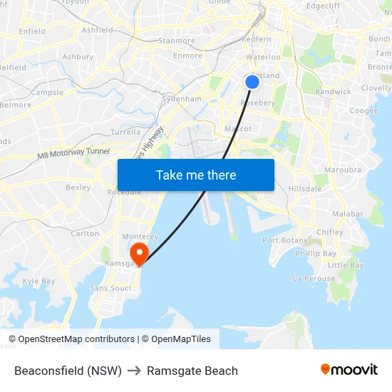 Beaconsfield (NSW) to Ramsgate Beach map