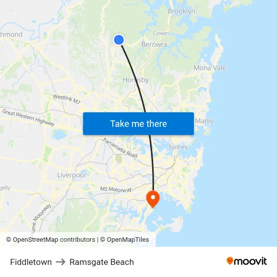 Fiddletown to Ramsgate Beach map