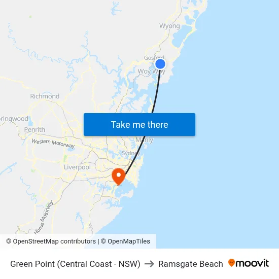 Green Point (Central Coast - NSW) to Ramsgate Beach map