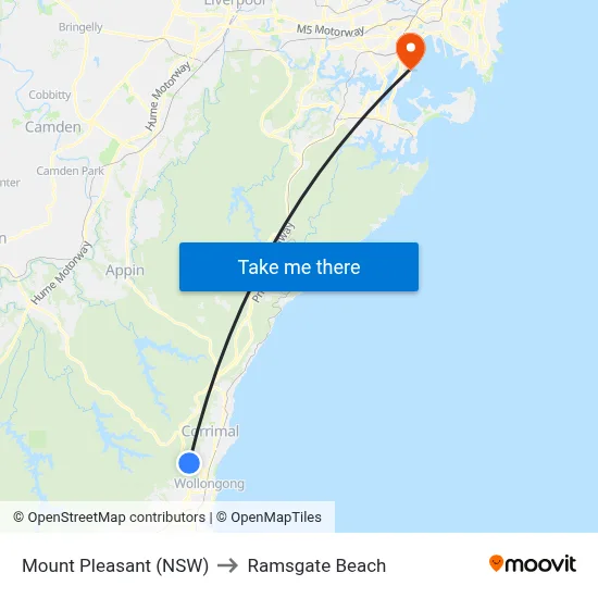 Mount Pleasant (NSW) to Ramsgate Beach map