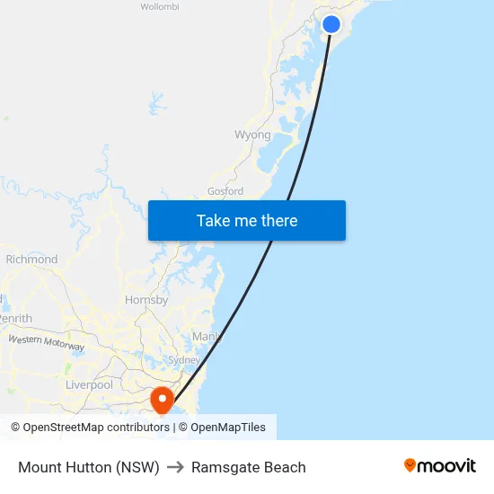 Mount Hutton (NSW) to Ramsgate Beach map