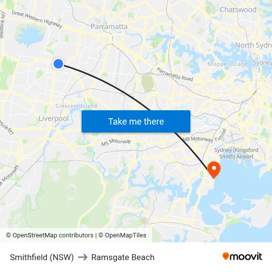 Smithfield (NSW) to Ramsgate Beach map