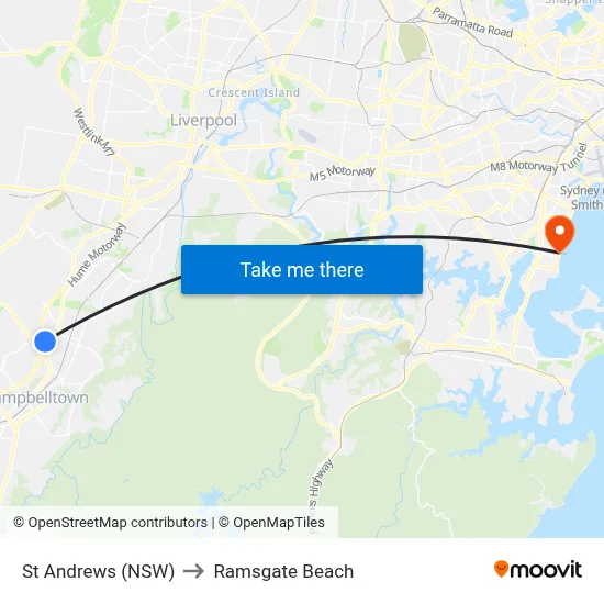 St Andrews (NSW) to Ramsgate Beach map