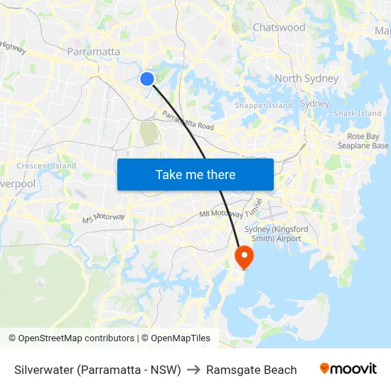 Silverwater (Parramatta - NSW) to Ramsgate Beach map
