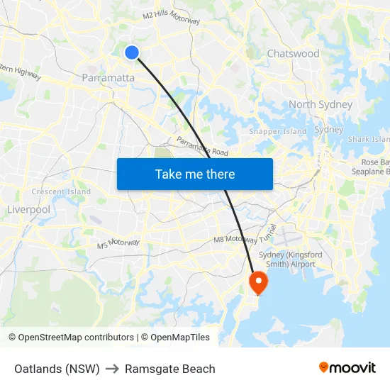 Oatlands (NSW) to Ramsgate Beach map