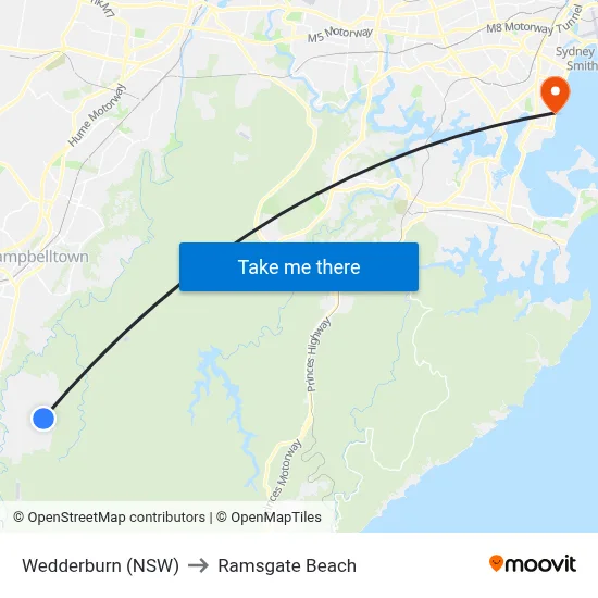 Wedderburn (NSW) to Ramsgate Beach map