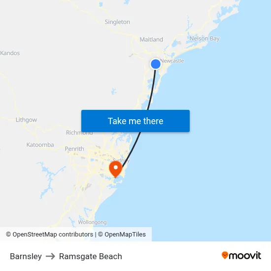 Barnsley to Ramsgate Beach map