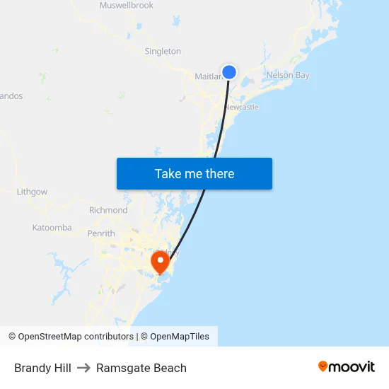 Brandy Hill to Ramsgate Beach map