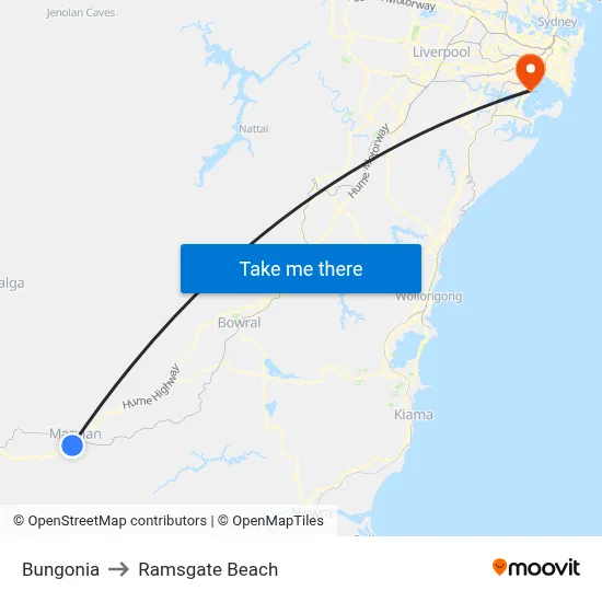 Bungonia to Ramsgate Beach map