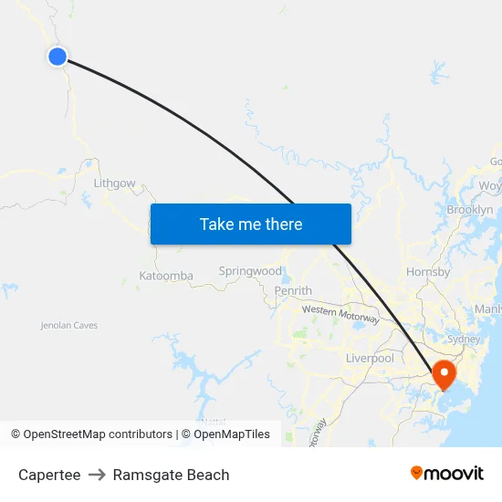 Capertee to Ramsgate Beach map